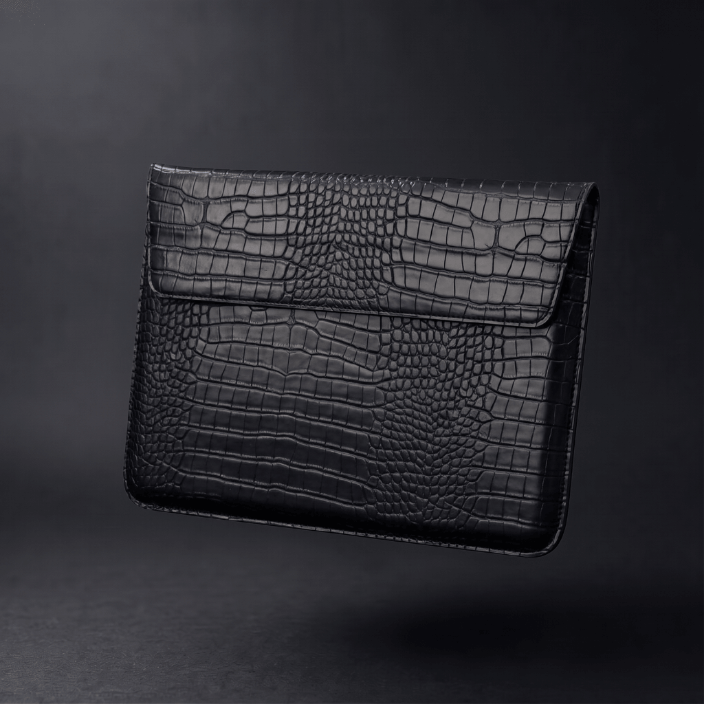 R&C Croc-Embossed Leather Laptop Sleeve