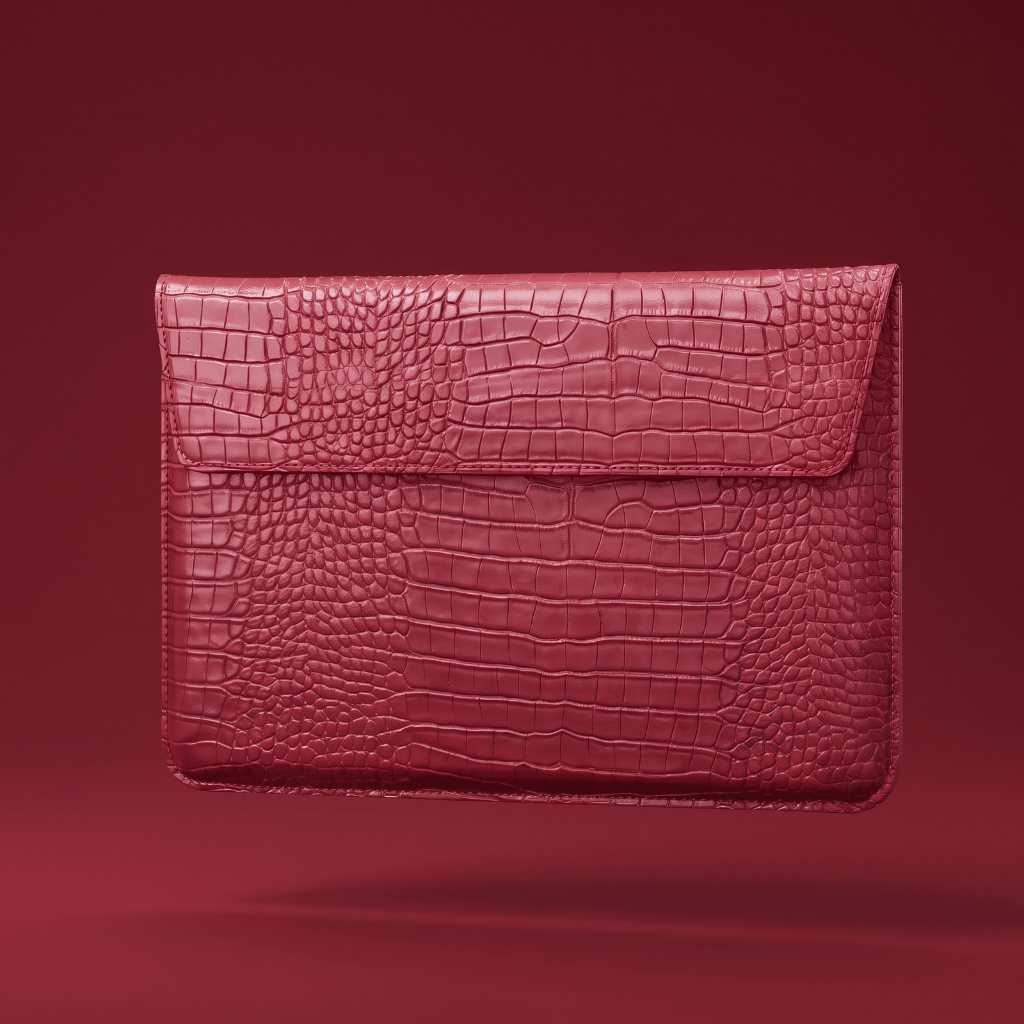 R&C Croc-Embossed Leather Laptop Sleeve