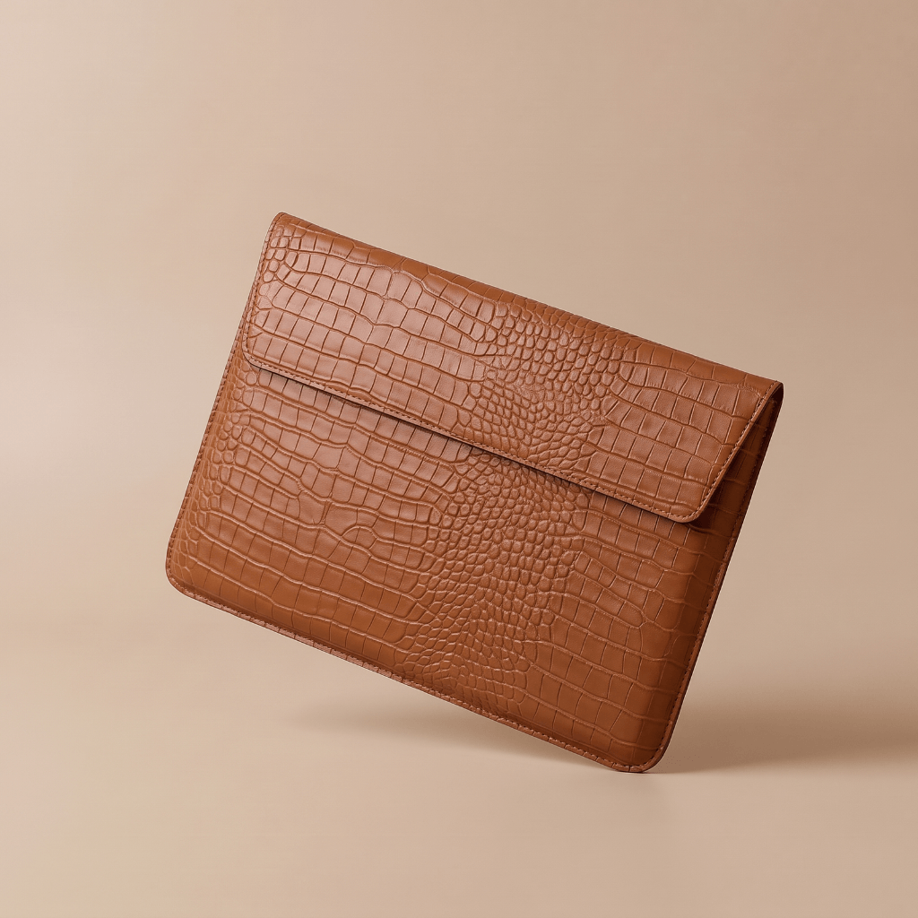 R&C Croc-Embossed Leather Laptop Sleeve
