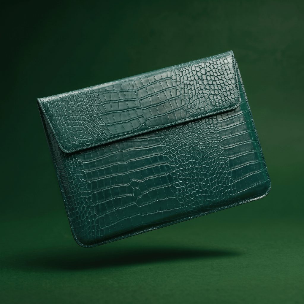 R&C Croc-Embossed Leather Laptop Sleeve